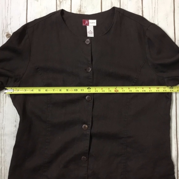 JM Collection Dark Brown Linen Jacket Plus Size 18 - Picture 8 of 8